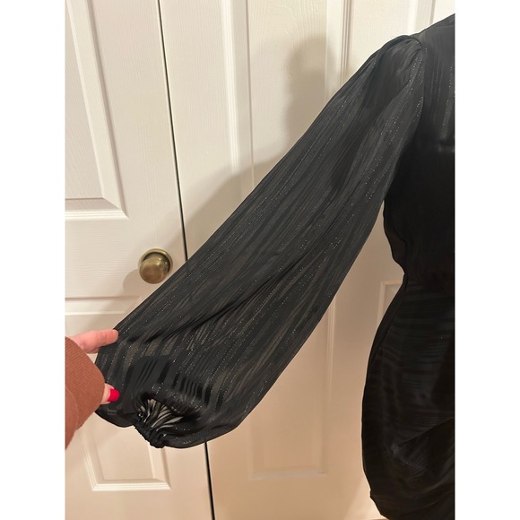 Lulus Mini Dress Mock Neck Long Sleeve Striped Black Dress XS - Picture 8 of 10